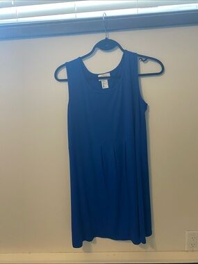 Royal Blue Sleeveless Pleated Front Dress